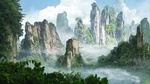 云雾缭绕宛如仙境的诗