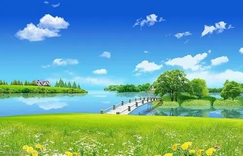 蓝天白云美景一句话